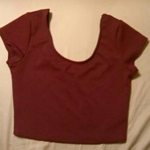 Maroon LA Hearts textured crop top NWOT