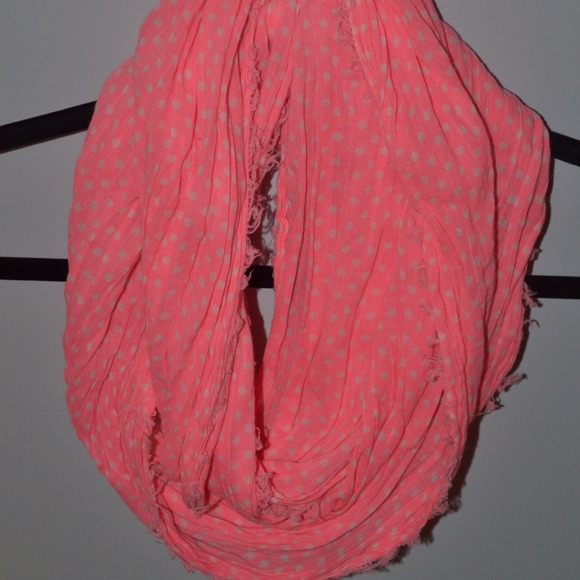 Hot pink polka dot infinity scarf