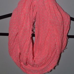 Hot pink polka dot infinity scarf