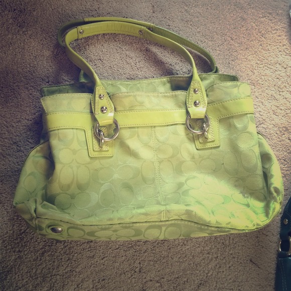 Lime green coach purse