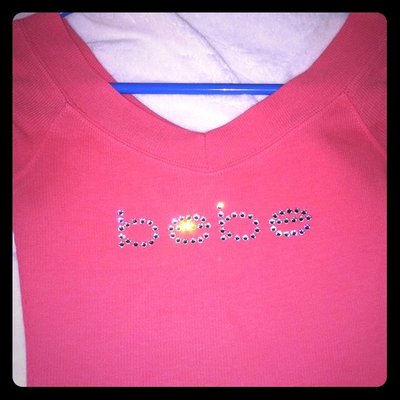 ❌SOLD❌BEBE coral/pink shirt with rhinestones.