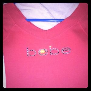 ❌SOLD❌BEBE coral/pink shirt with rhinestones.