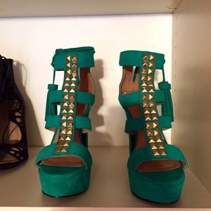 Shoe Dazzle Shoes - Suede green started tassel high heels Shoe Dazzle Shoes - Suede green started tassel high heels