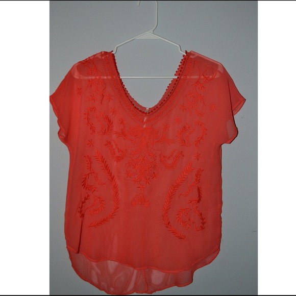 Silky textured red blouse