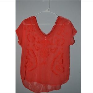 Silky textured red blouse