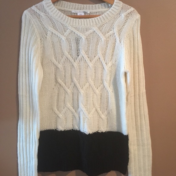 Ruche Black and White Color Block Sweater