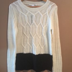 Ruche Black and White Color Block Sweater