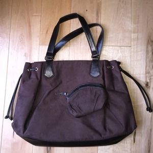 Estée Lauder chocolate brown purse & makeup bag.