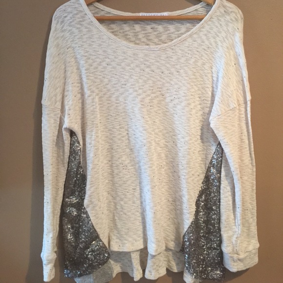 Ruche Cream and Sequin Oversized Sweater