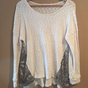 Ruche Cream and Sequin Oversized Sweater