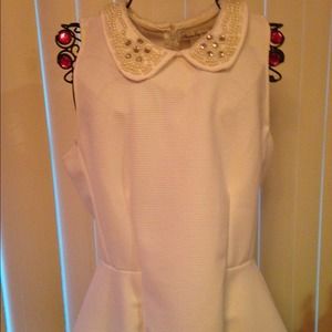 White Peplum Top