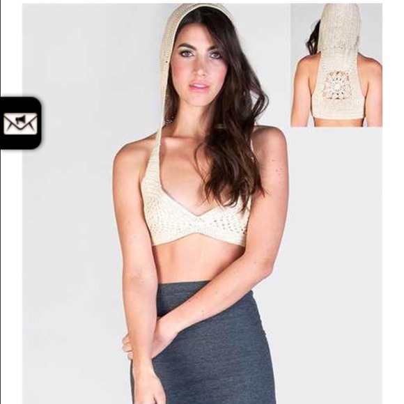 Crochet hooded crop top