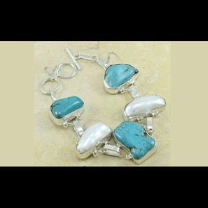 SOLD Turquoise and Pearl Sterliling Silver