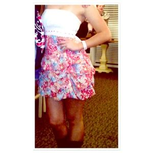 Floral strapless cotton dress