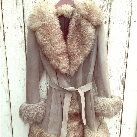 Vintage 1970 Suede Faux Fur Coat