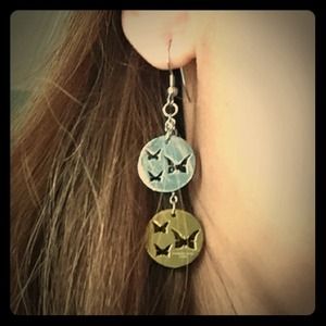 Stainless steel silver and gold earrings