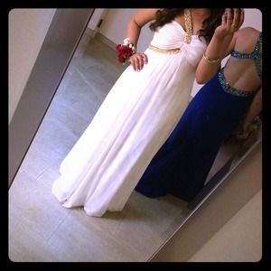 White and Gold Prom Dress!!