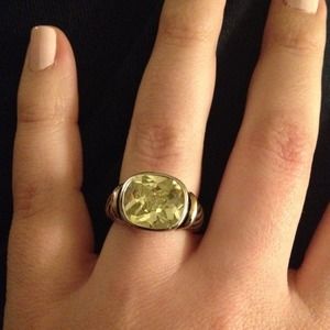 Two tone ring with pale yellow stone