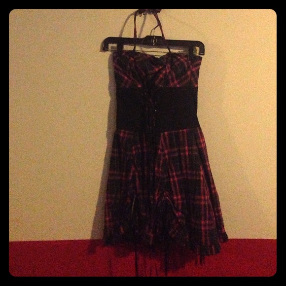Black and pink plaid dress