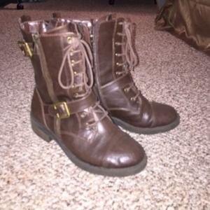 Brown combat boots