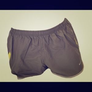 Green and grey Nike running shorts