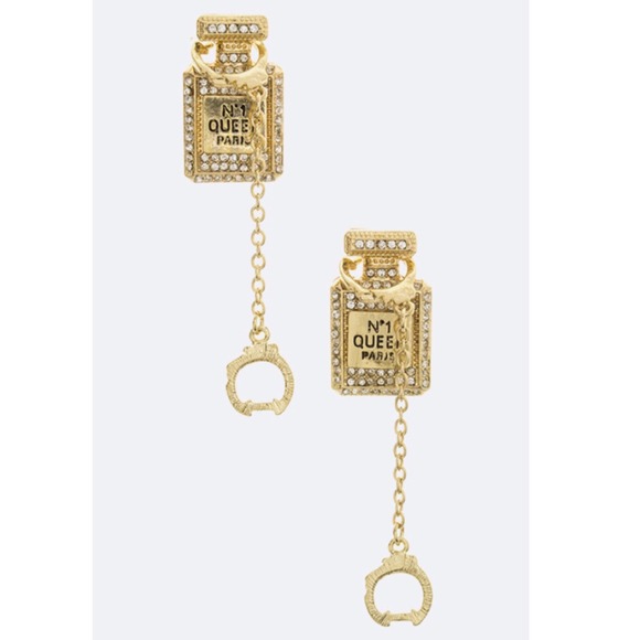Jewelry - Perfume Bottle Earrings color: Gold