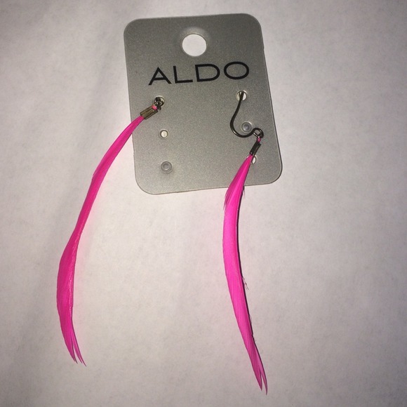 Aldo pink feather earrings