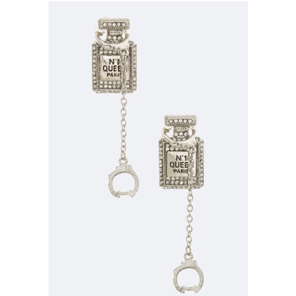 Perfume Bottle Earrings color: Silver