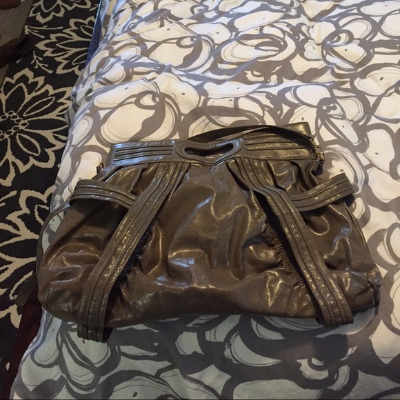 🎯SOLD🎯Large dark beige patent leather handbag