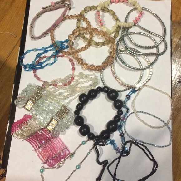 Bundle of several beaded bracelets