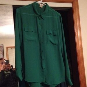 Green sheer blouse
