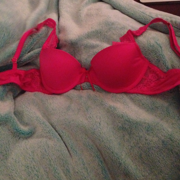 Hot Pink Lined Demi Bra with lace