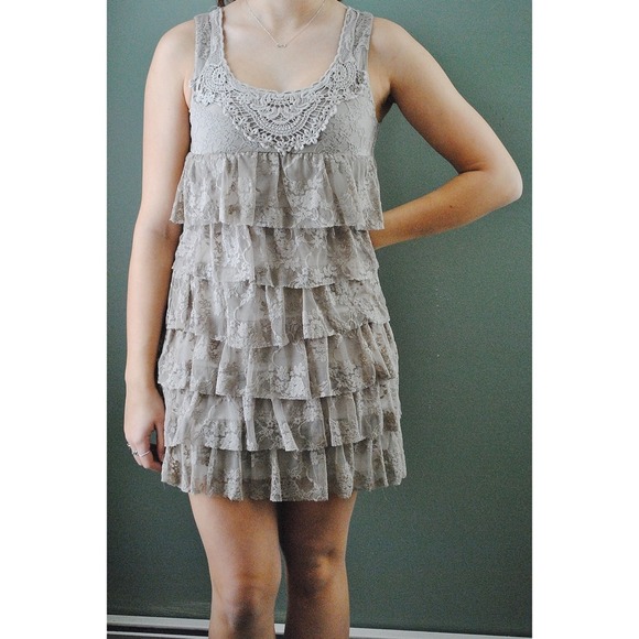 Tan ruffle Forever21 dress