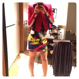 Ensemble BCBG jacket and Alice & Olivia dress