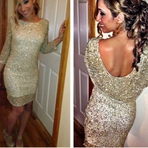 'Pisarro Nights' gold sequin prom/cocktail dress