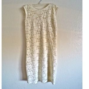 Poof Apparel off white crochet plunge dress