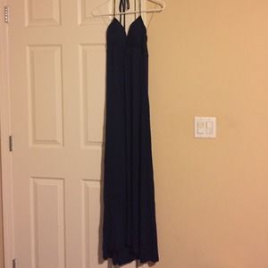 Navy blue halter maxi dress