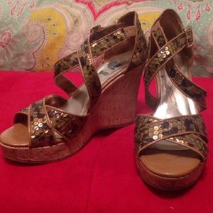 Leopard Sequin Wedges