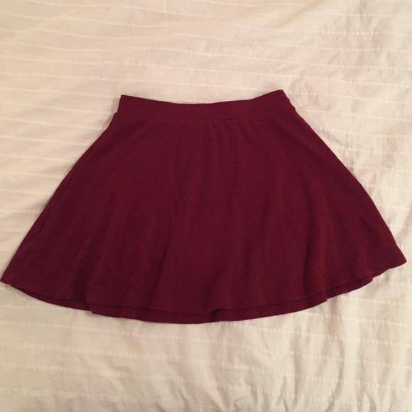 Maroon cotton skater skirt