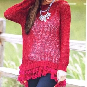 Bundle with deep purple tunic and striped sweater