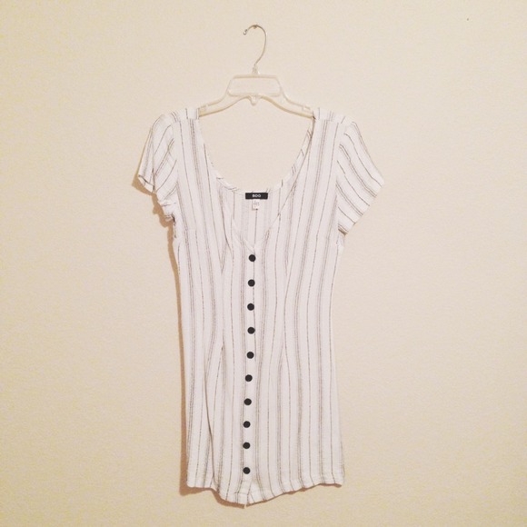 BDG Crepe Stripe Button Front Dress