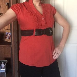 Orange Shirt with Brown Belt