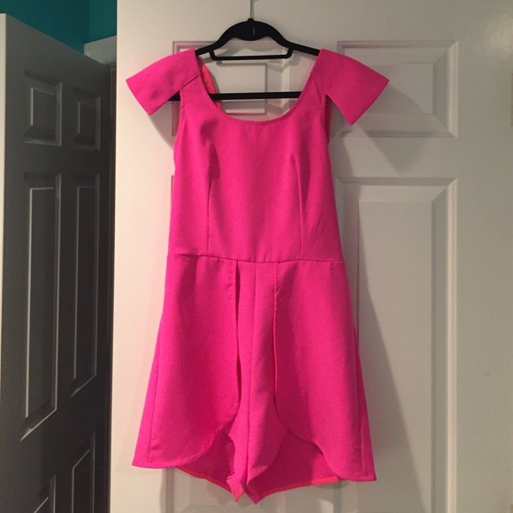 Hot pink play suit