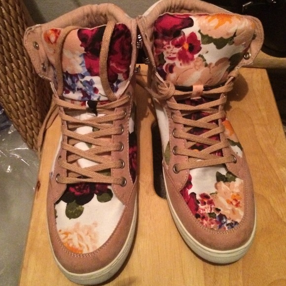 Forever 21 floral hi tops