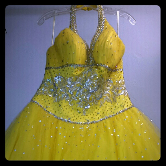 Bright yellow prom dress