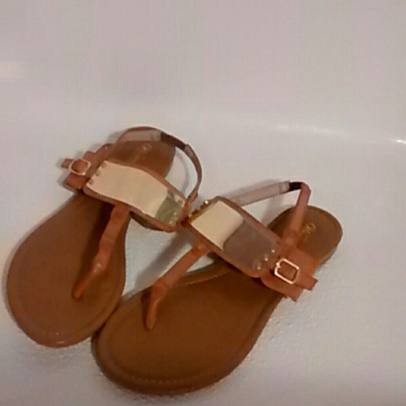 Wanted tan and gold sandals