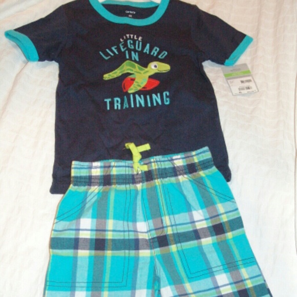 TODDLERS CARTERS TURTLE SHIRT AND PLAID SHORTS