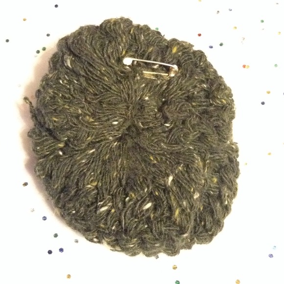 Handmade Olive Green Crochet Flower Pin - Picture 2 of 4