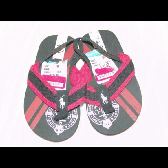 BOYS SIZE NINE POLO RALPH LAUREN FLIP FLOPS