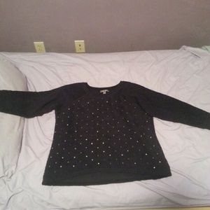 Large studded brown crewneck sweater